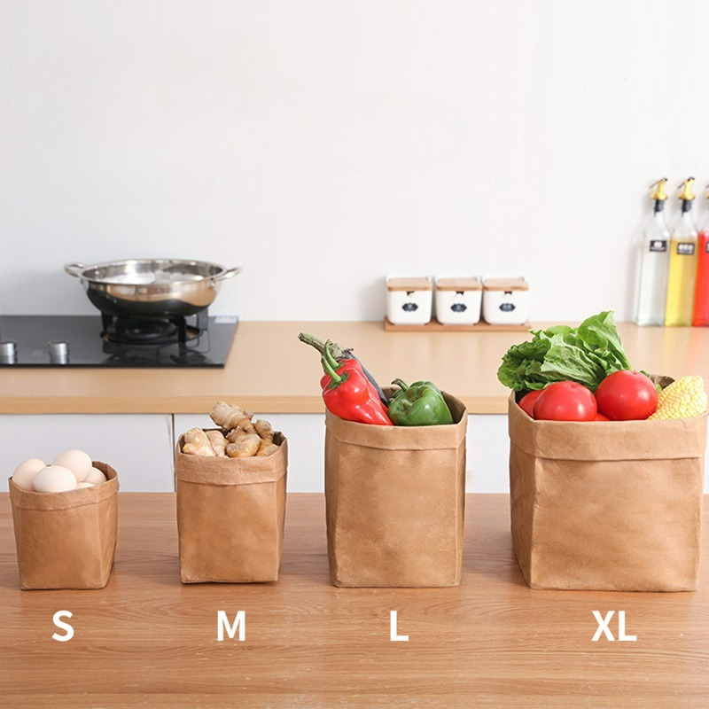 Food Storage Of Plants - ถุงกระดาษคราฟท์ ถุงเก็บของกระดาษแบบล้างทำความสะอาดได้ ถุงใส่ของชำแบบใช้ซ้ำได้ สำหรับอาหาร ผลไม้ ผัก