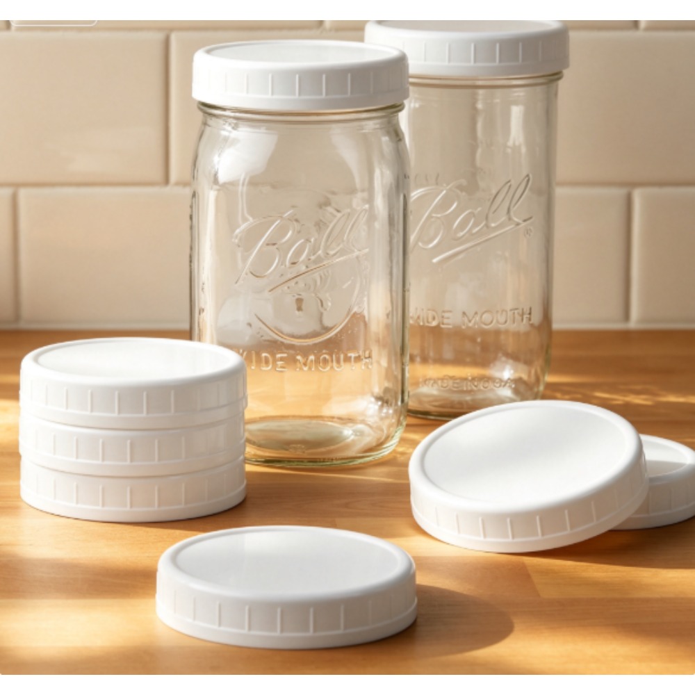 Food Storage Brands - (แพ็ค 3 ชิ้น) ฝาปิดขวดเมสันพลาสติกแบบปากกว้าง 8 ชิ้นจาก