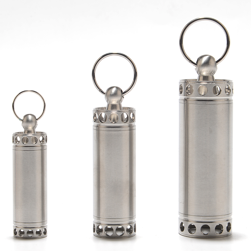 Food Storage Emergency - สแตนเลสปิดผนึกกล่องยากันน้ําคู่หัวเปิดขวดยาแบบพกพา Outdoor Survival ถังคอนเทนเนอร์