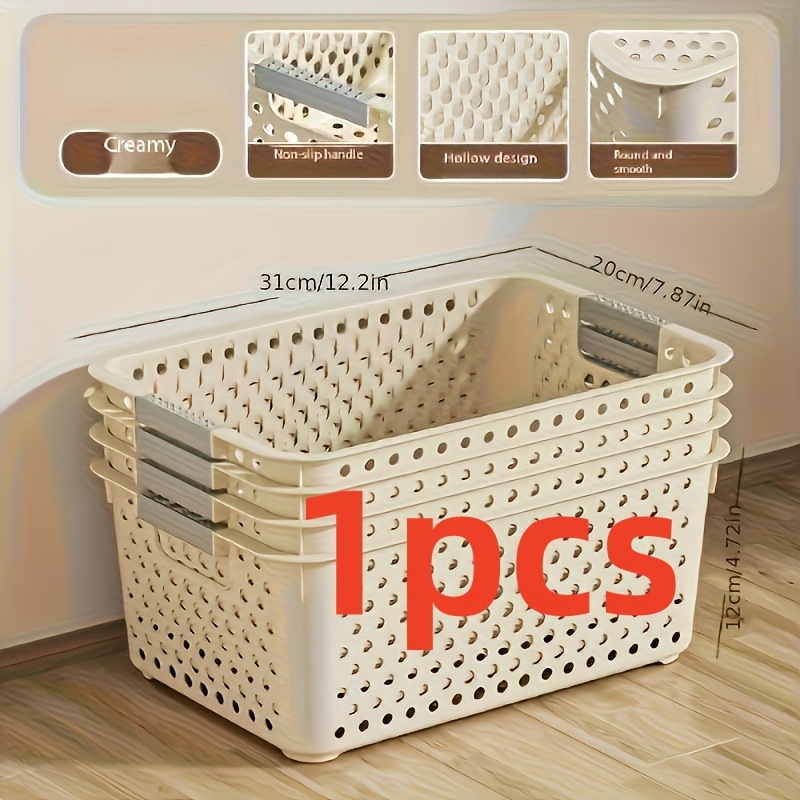 Food Storage Cabinet For Kitchen - กล่องเก็บของพลาสติกความจุขนาดใหญ่พร้อมดีไซน์แบบตะแกรงเปิดและขอบเรียบ—อุปกรณ์จัดเก็บอเนกประสงค์ที่แข็งแรงทนทาน เหมาะสำหรับตู้เสื้อผ้า ห้องครัว ห้องน้ำ ห้องนอน และสำนักงาน