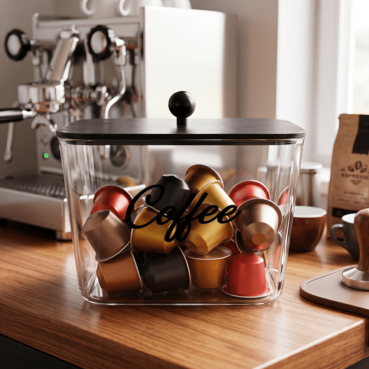 Food Storage Cabinet For Kitchen - ที่ใส่ฝักกาแฟพร้อมฝาปิด กล่องเก็บของพลาสติก ที่จัดระเบียบ K-Cup ความจุขนาดใหญ่ สำหรับเคาน์เตอร์ครัว