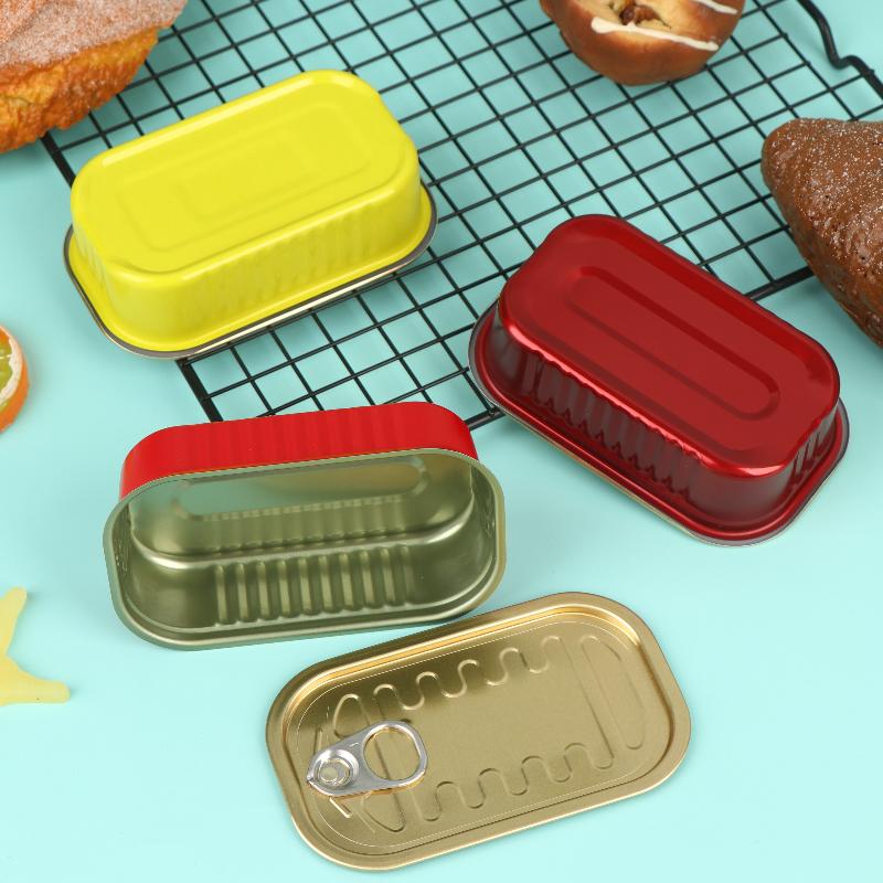 Food Storage Lid - กล่องเก็บของโลหะทรงสี่เหลี่ยมขนาดเล็ก 2 ชิ้น พร้อมฝาปิดแบบดึง, กล่องใส่อาหารอเนกประสงค์ขนาดเล็ก