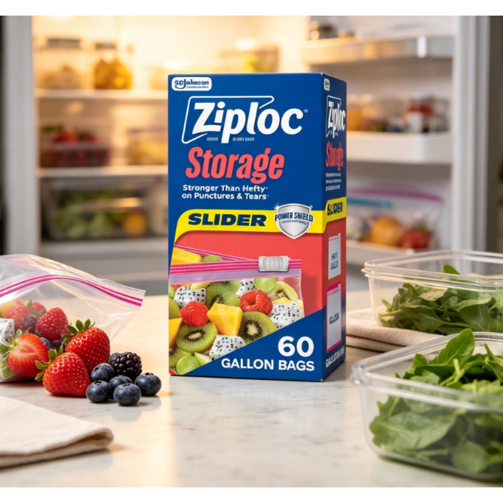 Food Storage Brands - ซิปล็อค ® ถุงเก็บอาหารแบบสไลเดอร์ ขนาดแกลลอน ยี่ห้อ Power
