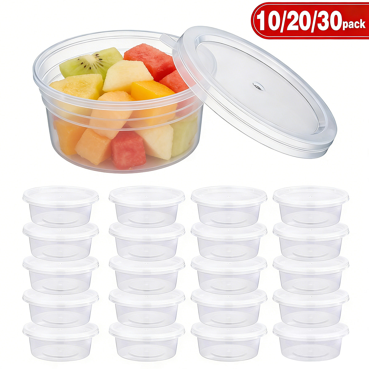 Food Storage Plastic Container - 10/20/40 แพ็ค ภาชนะใส่สไลม์ขนาดเล็กพร้อมฝาปิด, ภาชนะใส่เครื่องปรุงรส ถ้วยพลาสติกสำหรับใส่อาหาร