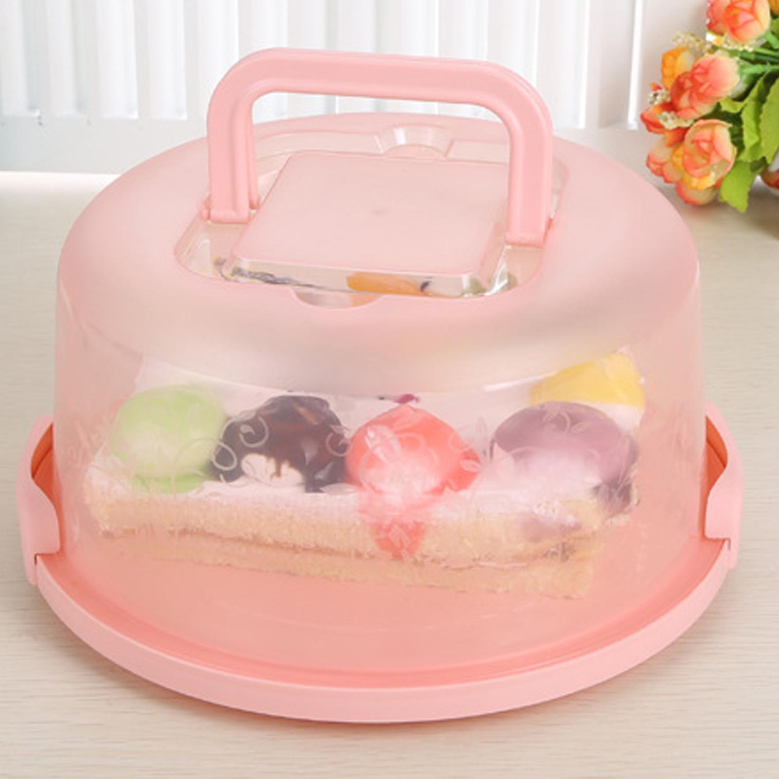 Food Storage Plastic Container - กล่องใส่เค้กแบบพกพา กล่องเก็บอาหารแบบสุญญากาศ ใช้ซ้ำได้ สำหรับใส่เค้ก ขนมอบ ผลไม้