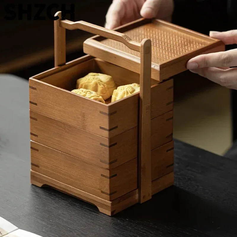 Food Storage Acrylic Containers - ตะกร้าเก็บของไม้ไผ่แบบดั้งเดิมของจีน กล่องใส่ผลไม้และชา กล่องใส่ชุดน้ำชาแบบพกพาสำหรับพิธีชงชาตามวัฒนธรรม