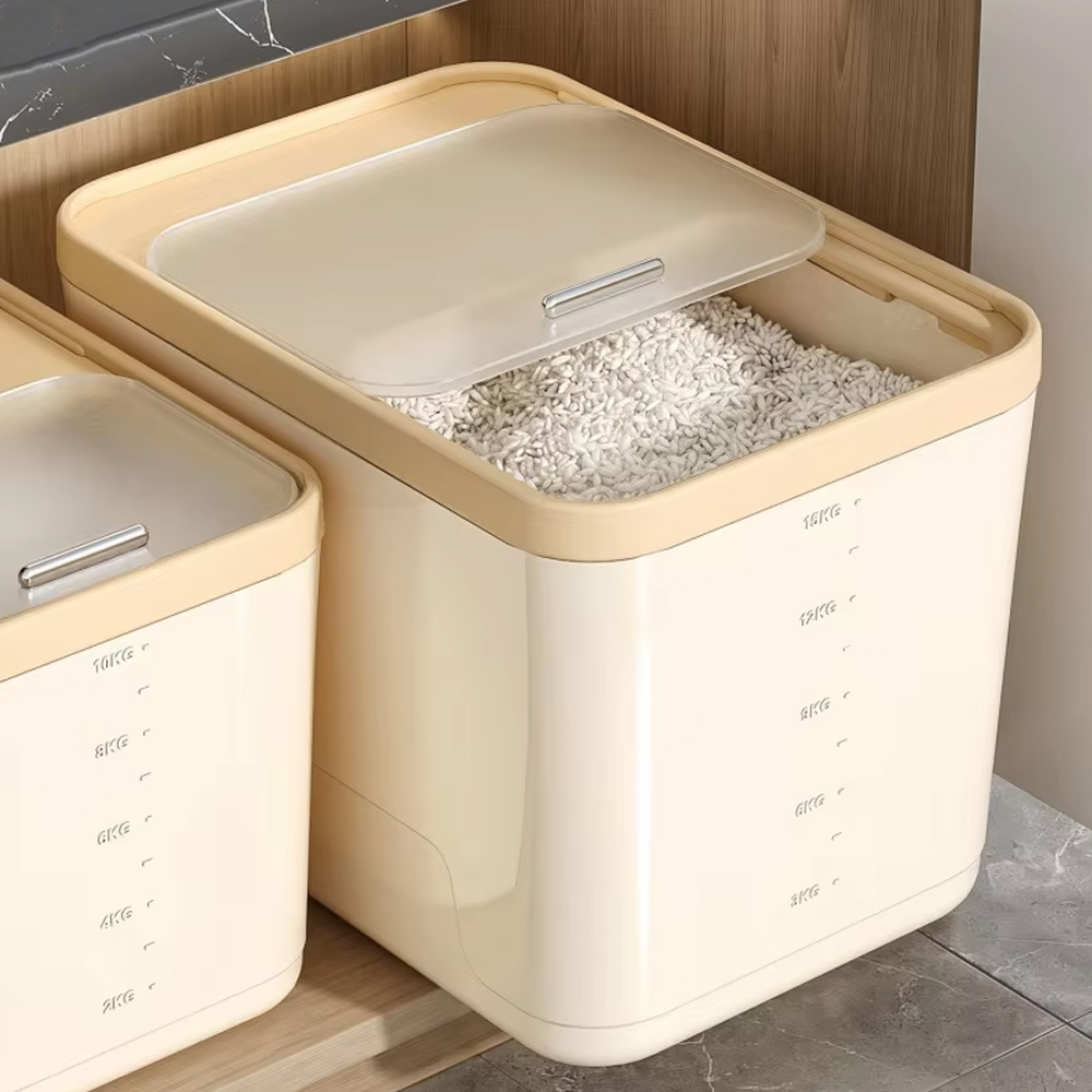 Food Storage Acrylic Containers - กล่องเก็บข้าวสำหรับครัวเรือน ขนาด 5/10/15 กก. ฝาปิดสนิท ป้องกันแมลงและความชื้น
