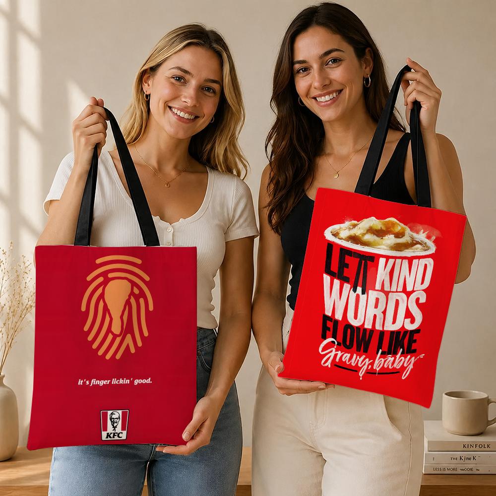 Food Storage Brands - ถุงเก็บของแบรนด์อาหาร K-KFC กระเป๋าผ้าแคนวาส เหมาะสำหรับทำงาน ไปโรงเรียน และเดินทางประจำวัน
