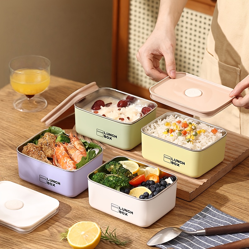 Food Storage Boxes With Lids - ชุดกล่องเก็บอาหารสแตนเลสป้องกันการรั่วซึม [ชุด 4 ชิ้น] สำหรับการเดินทางและปิกนิก พร้อมฝาปิด