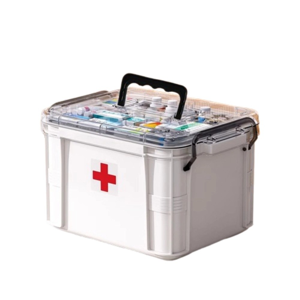 Food Storage Emergency - กล่องเก็บยาสองชั้นพลาสติกพร้อมที่จับกล่องฉุกเฉินช่องเก็บของอเนกประสงค์กันความชื้น