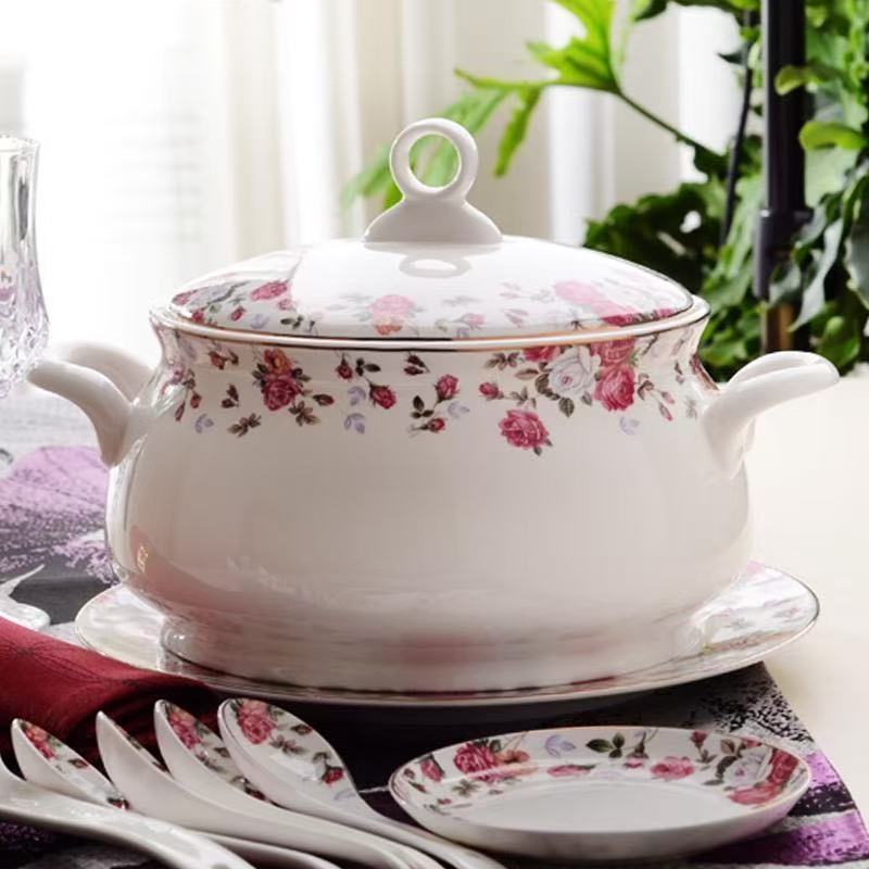 Food Storage Of Plants - ชามเซรามิกขนาด 9 นิ้ว สำหรับเก็บอาหาร ชามเสิร์ฟอาหารแบบคลาสสิก กล่องใส่อาหารพอร์ซเลน