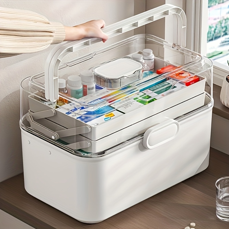 Food Storage Cabinet For Kitchen - กล่องเก็บยาฝาใสความจุขนาดใหญ่/กล่องจัดเก็บ - ตู้เก็บยาพลาสติก, กล่องจัดระเบียบอเนกประสงค์สำหรับบ้าน, สำนักงาน, ห้องครัว,
