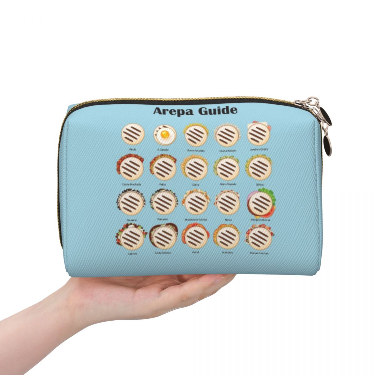 Food Storage Guide - กระเป๋าใส่เครื่องสำอางแบบพกพาสำหรับเดินทาง ลายอารีปา ประเทศเวเนซุเอลา อาหารลาติน อาหารจานด่วน สำหรับผู้หญิง