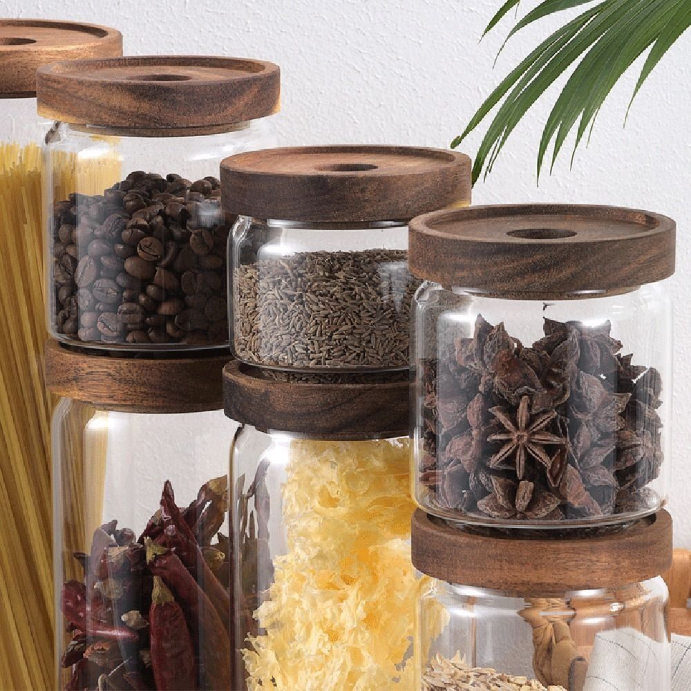 ฝาไม้ โหลแก้วใส สำหรับเก็บอาหา - Food Storage Glass Round บทวิจารณ์และราคา