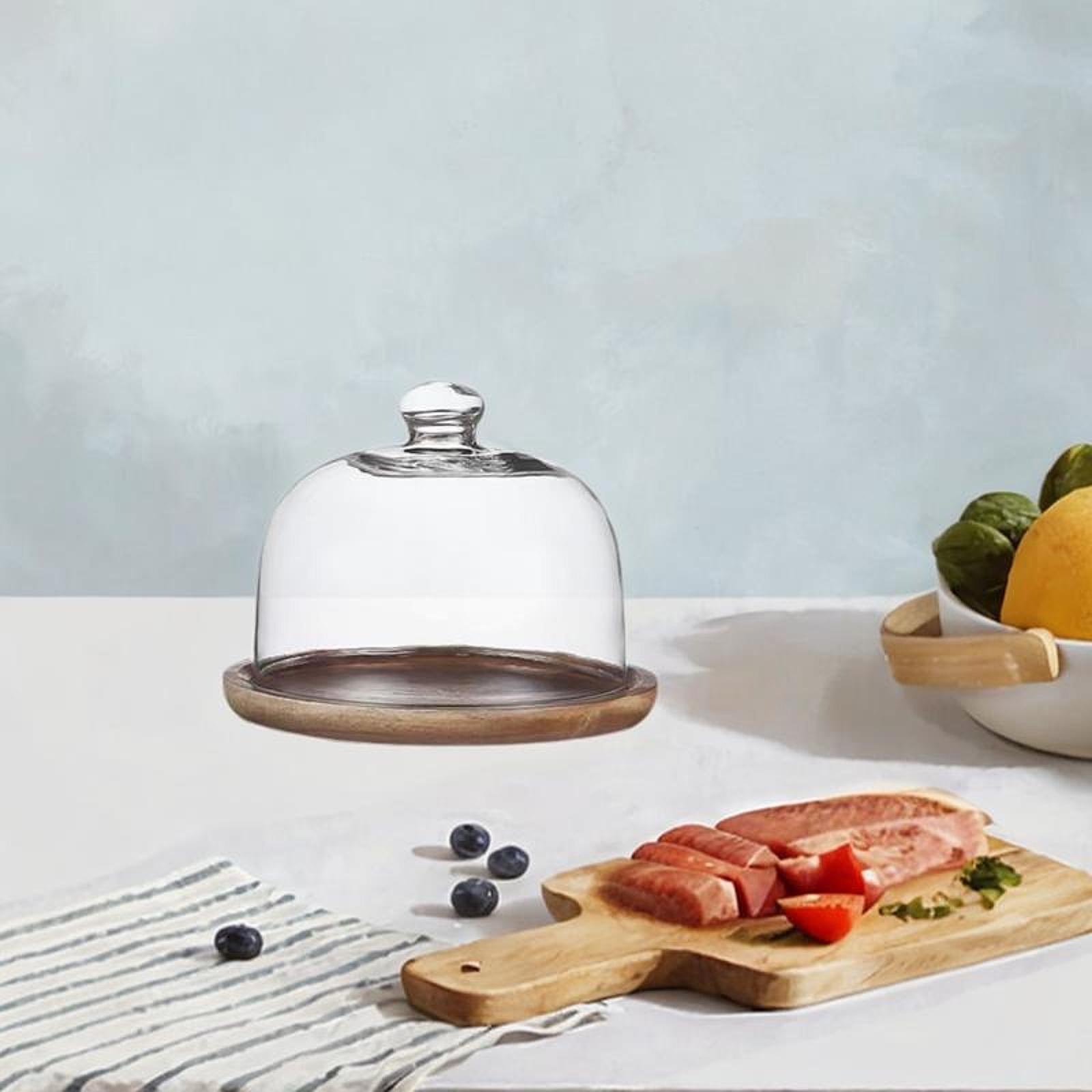 ถาดวางเค้กไม้ทรงกลมพร้อมฝาครอบ - Food Storage Glass Round บทวิจารณ์และราคา
