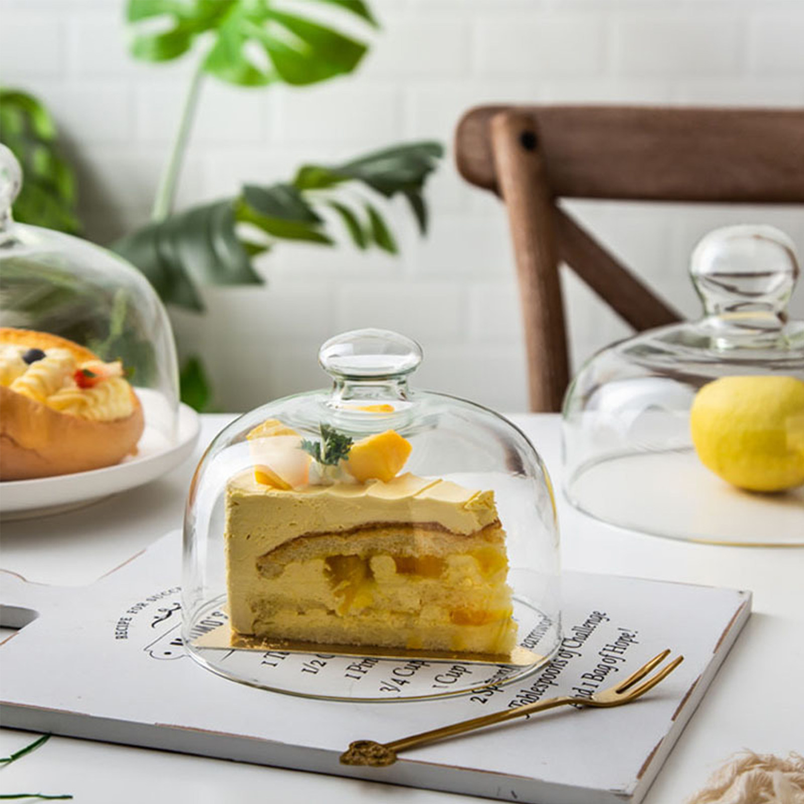 ฝาครอบเค้กใส 1 ชิ้น ทำจากแก้วป - Food Storage Glass Round บทวิจารณ์และราคา