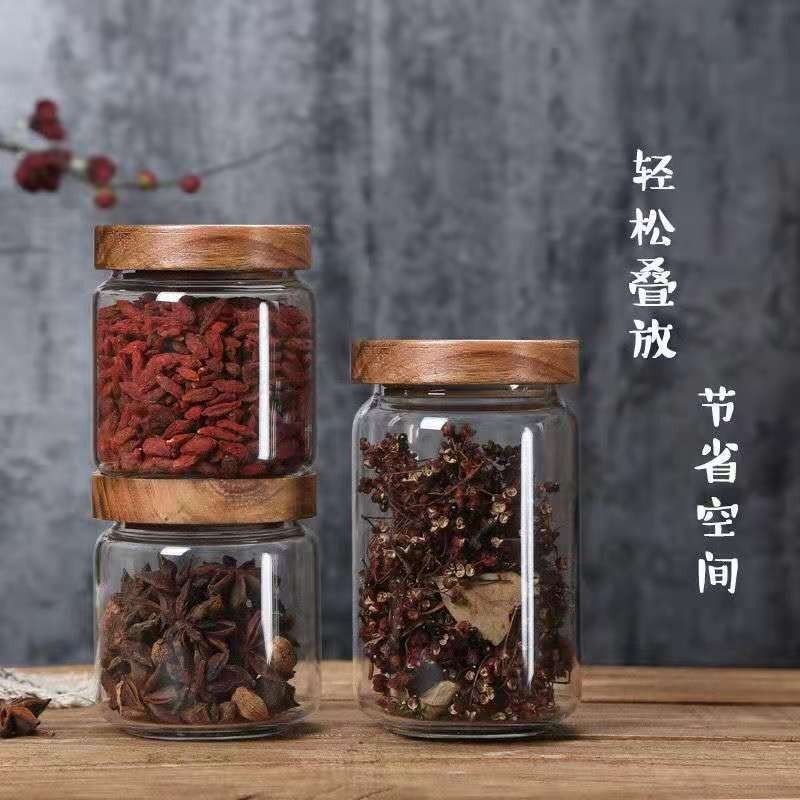 รอบแก้วหลอด Jar Acacia ไม้ฝาคร - Food Storage Glass Round บทวิจารณ์และราคา