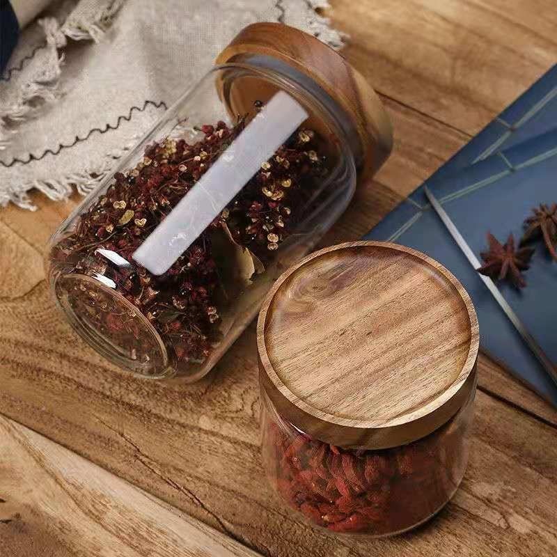 รอบแก้วหลอด Jar Acacia ไม้ฝาคร - Food Storage Glass Round บทวิจารณ์และราคา