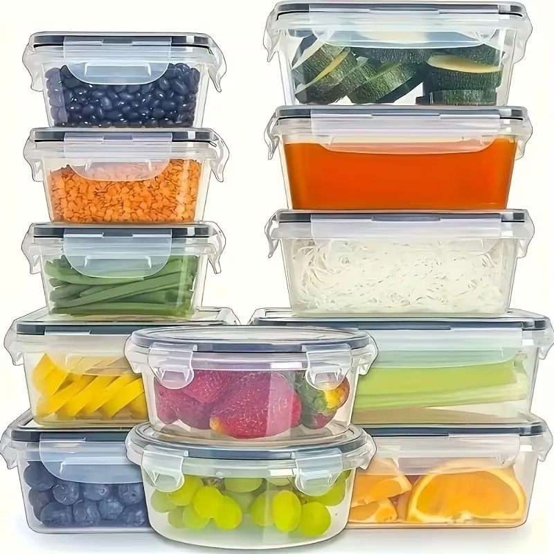 กล่องเก็บอาหารใส 4 ชิ้น พร้อมฝ - Food Storage Boxes With Lids บทวิจารณ์และราคา