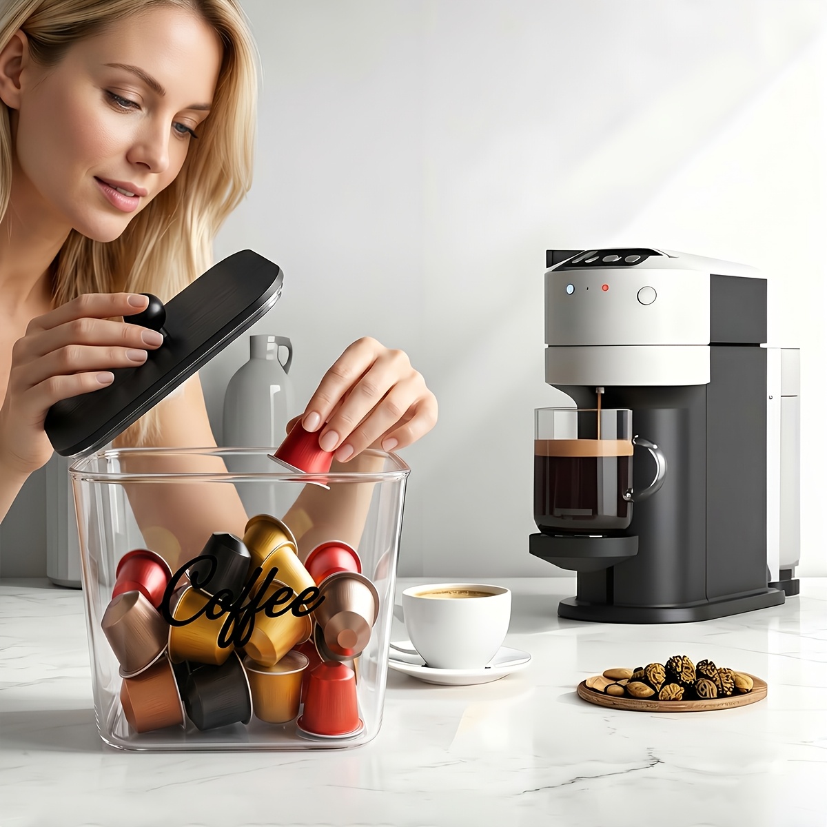 ที่ใส่ฝักกาแฟพร้อมฝาปิด กล่องเ - Food Storage Cabinet For Kitchen บทวิจารณ์และราคา