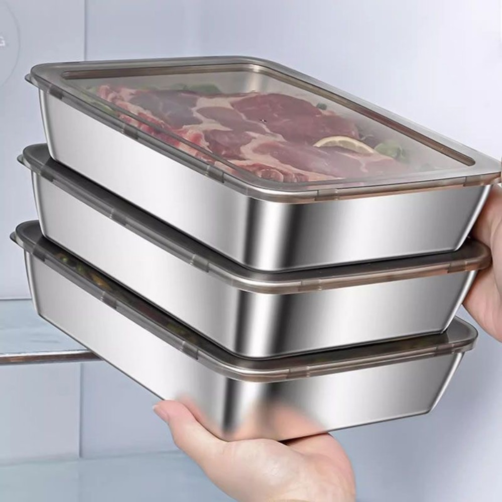 ถาดเสิร์ฟสแตนเลสเกรดอาหารพร้อม - Food Storage Boxes With Lids บทวิจารณ์และราคา