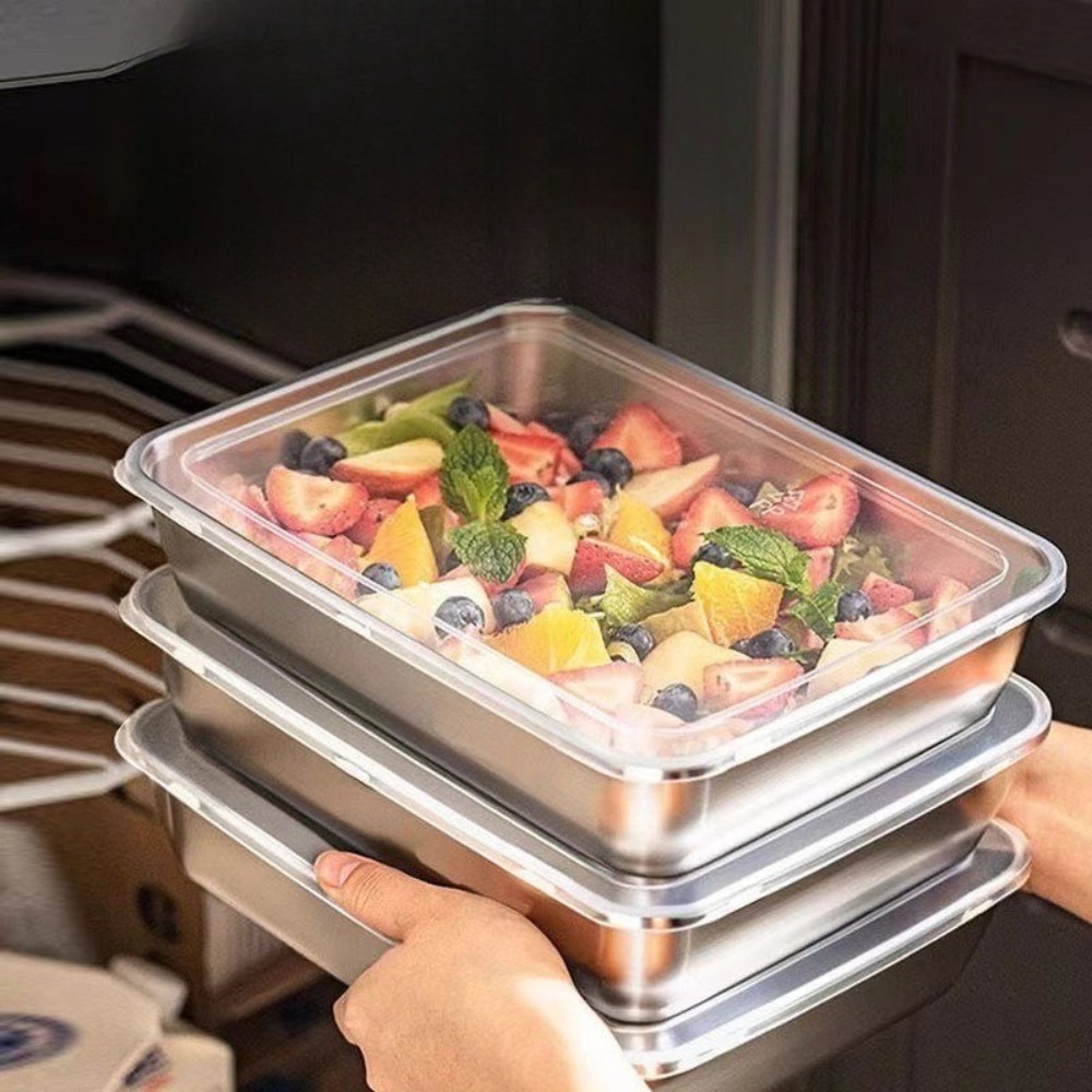 ถาดเสิร์ฟสแตนเลสเกรดอาหารพร้อม - Food Storage Boxes With Lids บทวิจารณ์และราคา