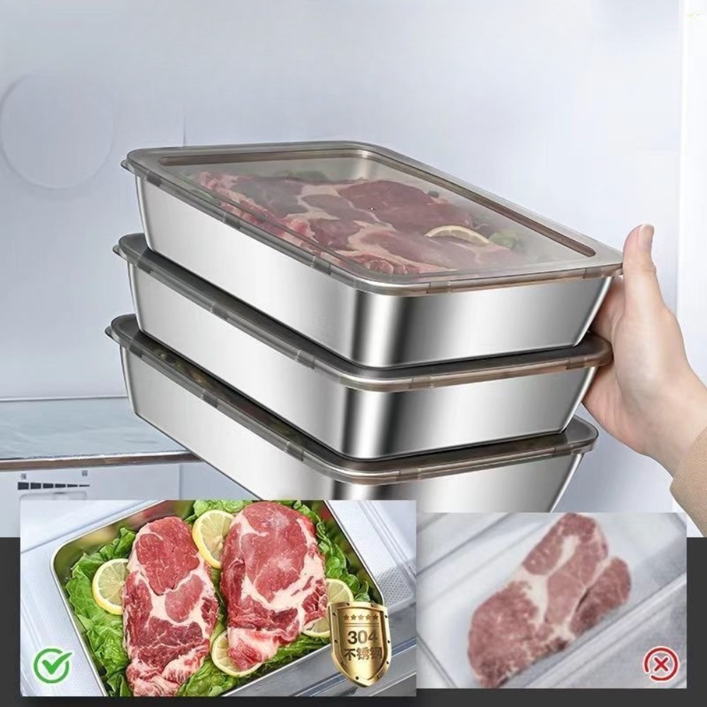 ถาดเสิร์ฟสแตนเลสเกรดอาหารพร้อม - Food Storage Boxes With Lids บทวิจารณ์และราคา