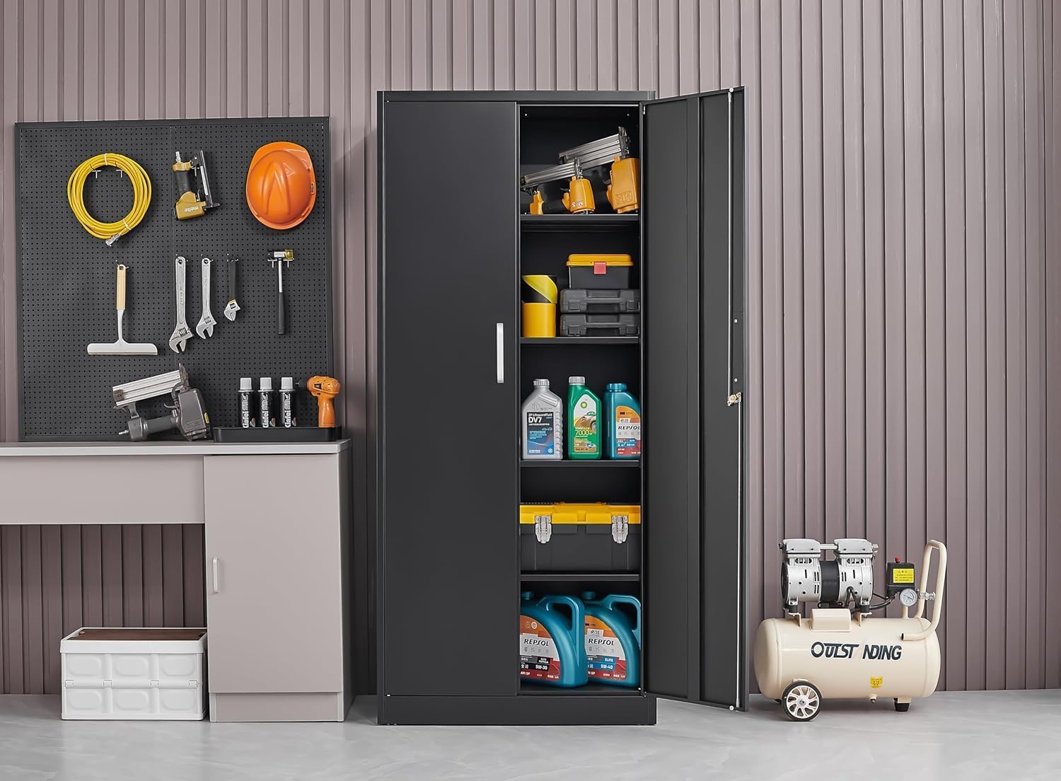 ตู้เก็บของโลหะพร้อมชั้นวางปรับ - Food Storage Utensils บทวิจารณ์และราคา