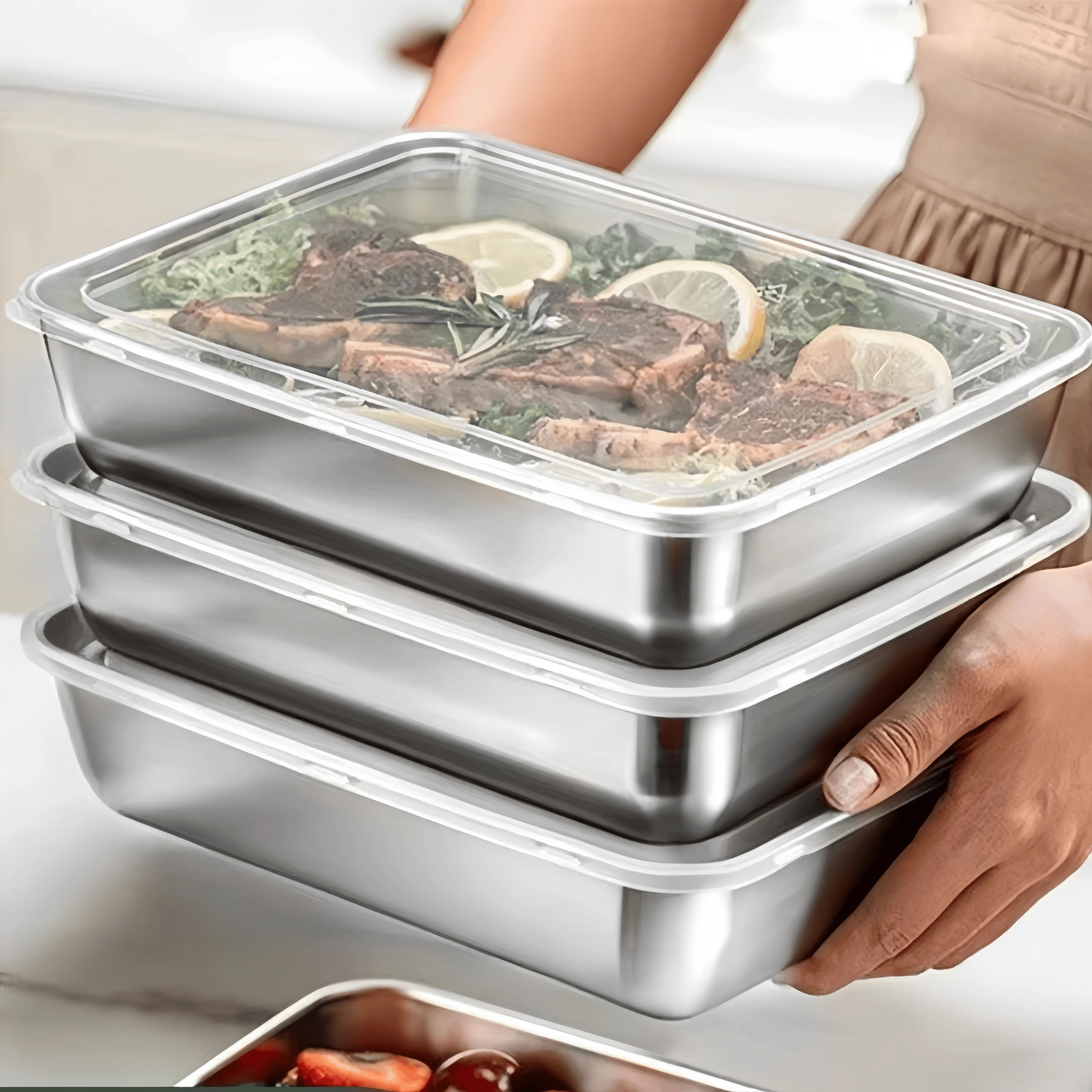 กล่องอาหารกลางวันสแตนเลสแบบปิด - Food Storage Boxes With Lids บทวิจารณ์และราคา